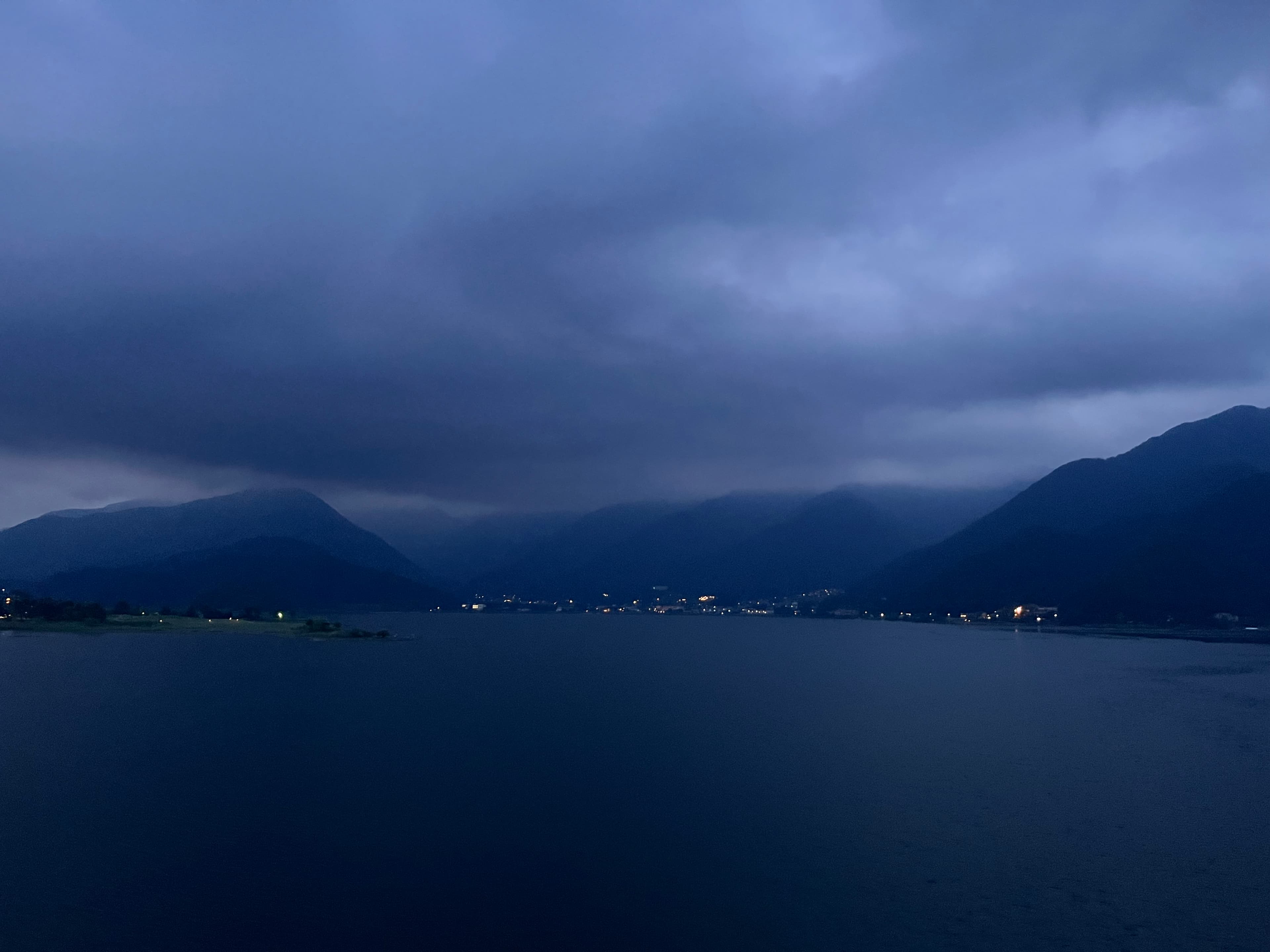 A picture I took from the Kawaguchiko bridge on the evening of June 18th showing a range of mountains